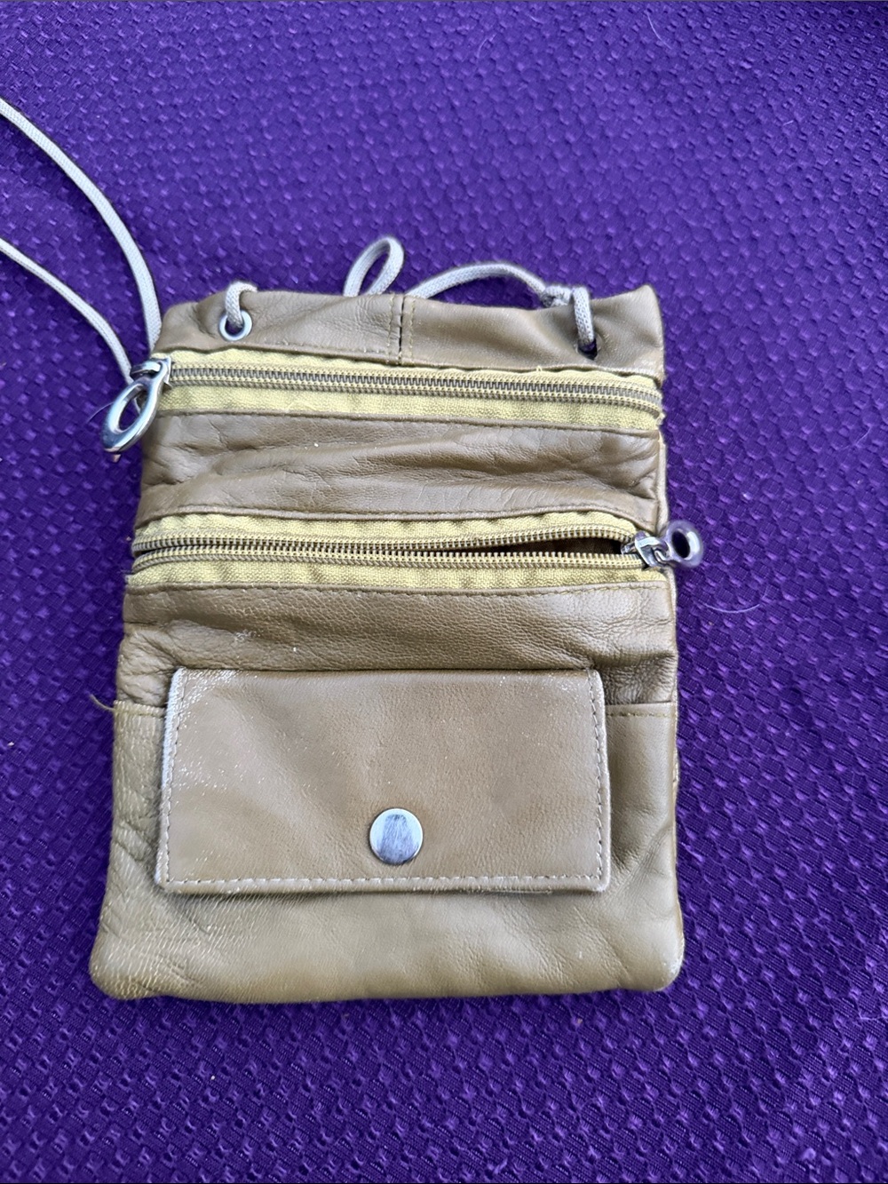 Compact Tan Crossbody Bag with Front Pocket